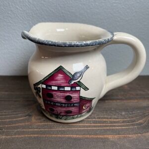 Home & Garden Party Cream and Red Birdhouse Small Pitcher Vintage